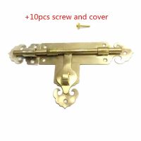 Brass slide latch Safety Garden Reinforced Durable Door Solid Bolt Lock Garden Yard Slide Catch Lock with 10pcs screws and cover Door Hardware Locks M