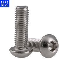 [Haotao Hardware] M2 2มม. M2-0.4เมตริก304สแตนเลส Hex Socket สกรูหัวปุ่ม Bolt A2