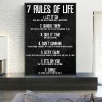 Rules Of Life สร้างแรงบันดาลใจอ้างโปสเตอร์ผ้าใบพิมพ์แรงบันดาลใจภาพวาดผ้าใบภาพผนังศิลปะ Office Cafe Decor