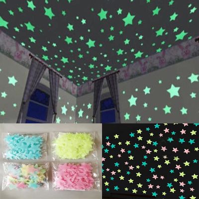 50/100pcs 3D Stars Glow In The Dark Wall Stickers Luminous Fluorescent Wall Stickers For Kids Baby Room Bedroom Ceiling Home Decor