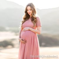 ☬ Vestido de maternidade verão para mulheres vestido grávidas sessão fotos renda voile meia chiffon