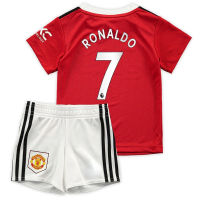 2022-23 Season M anchester United Home Away Kids Football Jersey Cristiano Ronaldo Fernandes Rashford Sport Shirt Set For Child