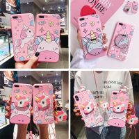 《Small M trend phone case》  ที่วางการ์ตูนน่ารักยูนิคอร์นแบบมีขาตั้งโทรศัพท์นิ่มมีสายคล้องเคสสำหรับ Vivo ที่ Y12 Y15 Y17 Y19 Y91 Y91C Y93 Y95 Y11ฝาปิด V15สีดำ