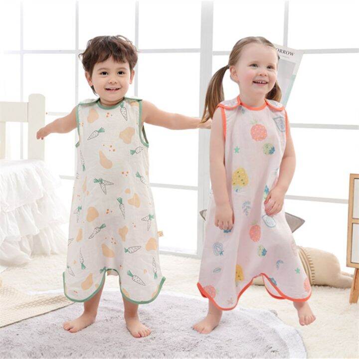 summer-baby-split-leg-sleeping-bag-boys-girls-anti-kick-quilt-antibacterial-cotton-gauze-sleeping-bag-children-sleeveless-pajama