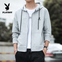 Playboy เสื้อกันหนาวผู้ชาย,เสื้อสเวตเตอร์ถักเสื้อแจ็คเก็ตเกาหลีอินเทรนด์สำหรับฤดูใบไม้ผลิและฤดูใบไม้ร่วง