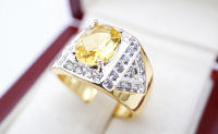 แหวนทองชายบุษราคัม2.50 กะรัต เหลี่ยมสวย ล้อมเพชรสวิสเซอร์แลนด์น้ำ100 แกะสลักพญานาค พร้อมใบรับรองสินค้า เคลือบทองคำแท้100%