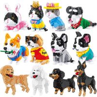 Micro Blocks Mini Animals Classic Pet Shepherd Dogs Model Building Creative Bricks Kids Toys Set Cartoon Retriever Puppy Cats