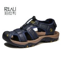 Outdoor Hiking Sandals Men Genuine Leather Mountain Trekking Sports Sneakers Anti-skid Breathable Aqua Shoes for Men PlusSize 48