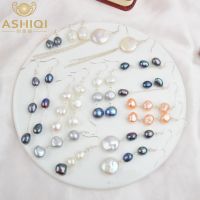 ASHIQI Natural Freshwater Pearl Earrings Real 925 Sterling Silver long korean earrings for Women Big Baroque pearl Jewelry Gift