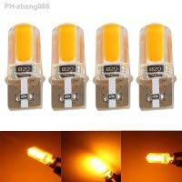 Amber 4pcs T10 194 168 W5W COB LED Car Canbus Silicone Width Side Marker License Plate Turn Clearance Lights Signal Lamp Bulb