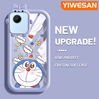 YIWESAN เคสสำหรับ Realme C30 C30s Narzo 50i Prime เคสลายการ์ตูนโดราเอมอนน่ารักสร้างสรรค์สีสันสดใสเคสซิลิโคนเลนส์กล้องถ่ายรูปแบบนิ่มมอนสเตอร์น้อยน่ารักเคสใสกันกระแทกแบบใสง่าย