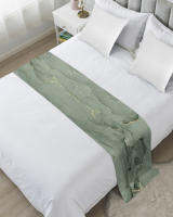 Sage Green Marble Lines Soft Bed Runner Home Ho Table Decor Bed Flag งานแต่งงานห้องนอน Bed Tail Towel