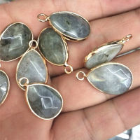 7pcs nature ladonite stone pendants natural semi precious stone teardrop shape 15x20mm golden plated beads accessories jewelr