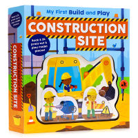 My first build play construction site stereoscopic collage game book including paper board puzzle character toy English Enlightenment parent-child interaction