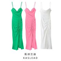 KASLEAD new ladies European and American wind fold MIDI dress sexy split 2547636 800 ❤