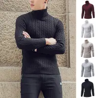 LiaoTai 6สี Slim Fit ถัก Pullover Twist เสื้อกันหนาวเสื้อแขนยาวคอเต่าน้ำหนักเบา Casual แฟชั่น Soft