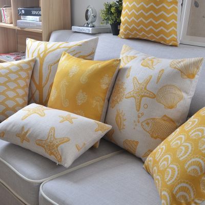 hot！【DT】▥✕▤  Starfish Sea Anchors Cushion Throw Sofa Car Covers  45x45cm