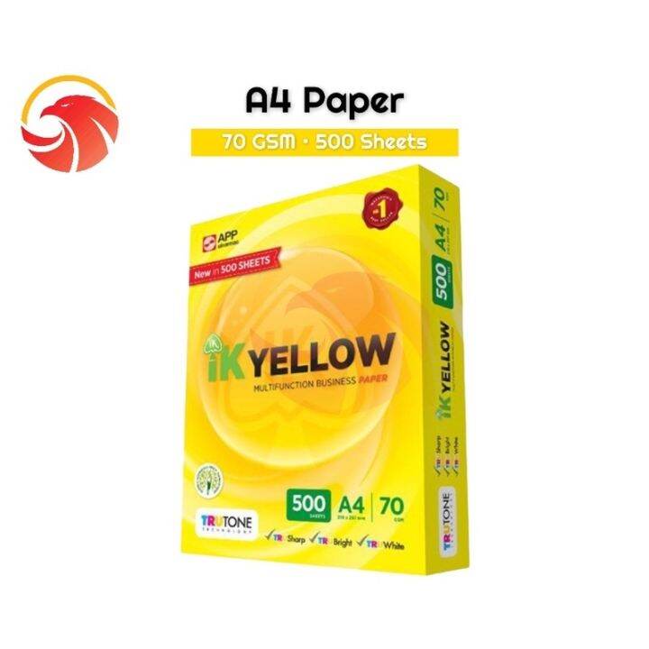 IK Yellow A4 Paper 70Gsm/80Gsm/450’s/500’s Sheets Kertas A4 / Kertas ...