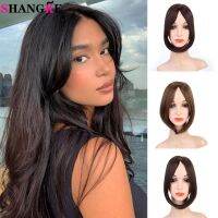 SHANGKE Natural Synthetic Hairpin In Side Bangs Clip In Bangs Hair Extensions For Women Heat Resistant Fake Hair Black Brown