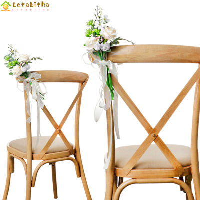 Letabitha เก้าอี้ดอกไม้เทียมดอกไม้ผ้าไหมปลอมหลังสำหรับงานแต่งงานสไตล์ตะวันตกตกแต่งสถานที่กลางแจ้ง