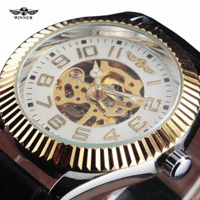 New WINNER Watches Men Skeleton Mechanical Wrist Watch Business Leather Gear Case Popular Brand Automatic Men Clock Gold Watches