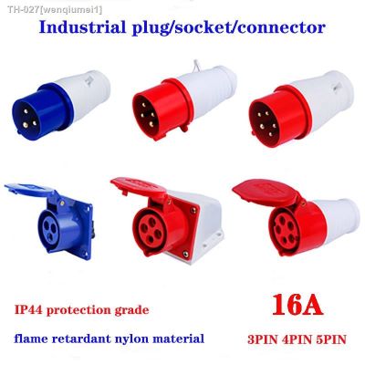 ℡ 16A Industrial Plug And Socket Waterproof Connector 3PIN 4PIN 5PIN IP44 Waterproof Electrical Connection Wall Mount Socket