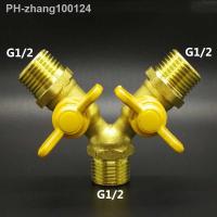 1/2 39; 39; BSP Male Thread Brass Y-Shaped Ball Valve 3 Way Shut Off Ball Valve Pipe Fitting Connector