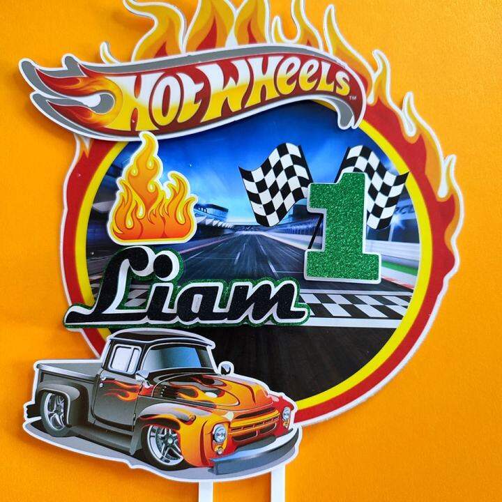 HotWheels Personalized Cake topper Glittered board cardstock for all ...