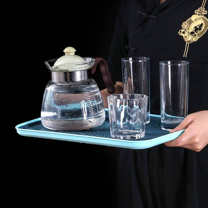 ถาดรองแก้วน้ำ-ถาดระบายน้ำพลาสติกสี่เหลี่ยมคู่โต๊ะกาแฟถ้วยชา