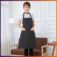 【ส่งจากไทย】Stripe Chefs Apron Oilproof Waterproof Half-length Apron With Pocket Cleaning Work Clothes Adjustable Breathable Home Kitchen Accessories