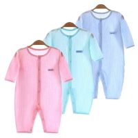 Baju Baji Baybaru Lahir ชุดหมีจัมพ์สูท Musim Panas Katun Lembut Anak Perempuan Anak Laki-Laki Bayi Jumpsuit Baju Ha AC Ir Onesie