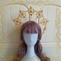 Gold Lolita Halo Aperture Headdress Goddess Tea Party Show Take Photo Props Baroque Cosplay Queen Notre Dame Hair Crown Headband