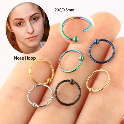 6pcs/1 lot Stainless Steel Ball Black Hoop Earrings Circle Captive Bead Ring Ear Nose Septum Helix Tragus Cartilage Piercing