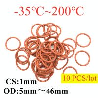 10/50Pcs Red VMQ Silicone Ring Gasket CS 1mm OD 5 ~ 90mm O Ring Rubber Seal pressure cooker o-ring food high temperature gasket Gas Stove Parts Access