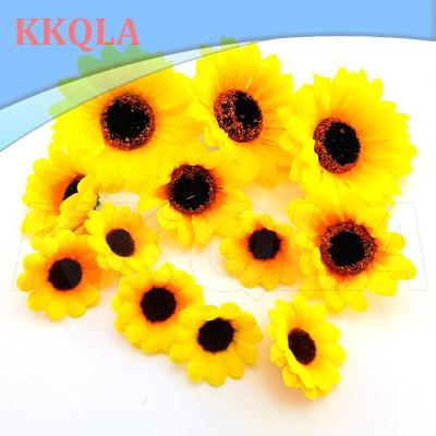 QKKQLA 10pcs Silk Sunflower Artificial Fake Daisy Flower Head For DIY Wedding Box Decoration Headmade Home Accessories Flowers