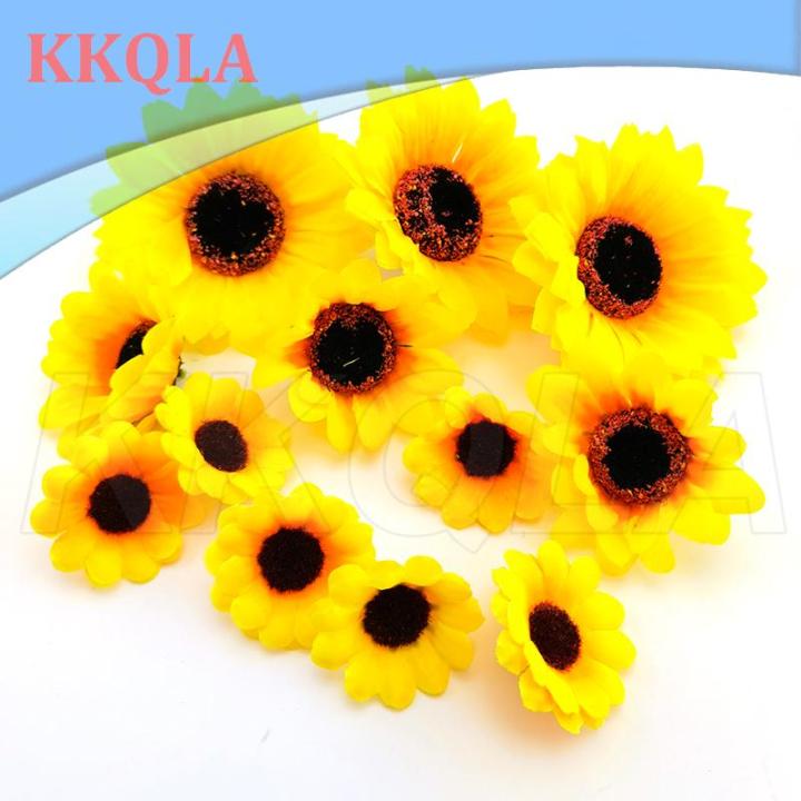 qkkqla-10pcs-silk-sunflower-artificial-fake-daisy-flower-head-for-diy-wedding-box-decoration-headmade-home-accessories-flowers