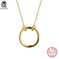 ORSA JEWELS 925 เงินสเตอร์ลิงสร้อยคอจี้กลมสำหรับผู้หญิงและสาว 14K Gold สร้อยคอเครื่องประดับทำด้วยมือ APN06-ef2