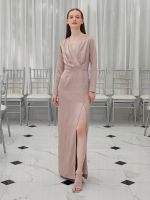 LALIT STUDIO Shaya Dress Pink เดรสแขนยาวออกงาน สีชมพู (สินค้าพร้อมส่ง) ชุดไปงานแต่ง ชุดเพื่อนเจ้าสาว ผ้าดัชเชสเนื้อดี ชุดงานแต่งธีมชมพู