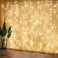 【❂Hot On Sale❂】 xuzichao 3x 1/3x 3mled สายไฟแอลอีดีม่านไฟสายไฟนางฟ้า300ไฟ Led งานแต่งงานหน้าต่าง Party Decor 220V 8โหมด