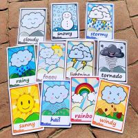 11pcs Weather English Learning Cards Flash Cards For Kids Early Education Toys Kindergarten Teacher Teaching Aids Flash Cards Flash Cards