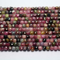 Meihan (1 strandset) Natural 4mm Colorful Tourmaline Handmade Faceted Cube loose beads for jewelry making design stone DIY