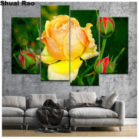 4pcs set Diamond Embroidery Yellow rose Flower 5d Diamond Painting Full SquareRound Drill landscape picture of Rhinestones art