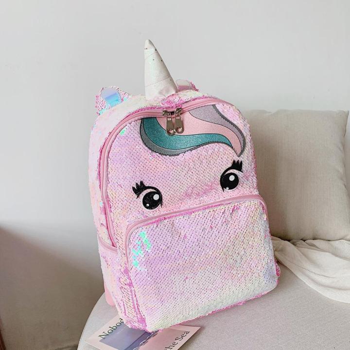 bagoo-2020-ใหม่แฟชั่นผู้หญิงunicornการ์ตูนน่ารักเลื่อมกระเป๋าเป้สะพายหลังวัยรุ่นสาวไหล่กระเป๋าเป้สะพายหลังสำหรับผู้หญิงขาย