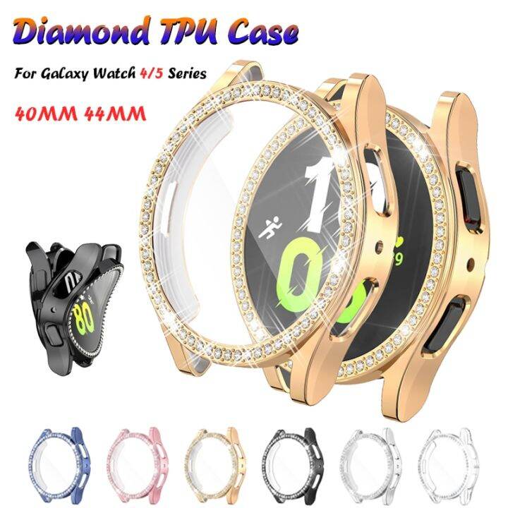 เพชร-tpu-เคสสำหรับ-samsung-galaxy-watch-4-5-40มม-44มม-พร้อมฝาครอบป้องกันหน้าจออุปกรณ์ครบชุดเคสรวมทุกอย่าง