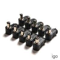 IGO 10pcs Right Angle 2.1x5.5mm 2.1mm DC Power Male Plug Soldering Connector Black