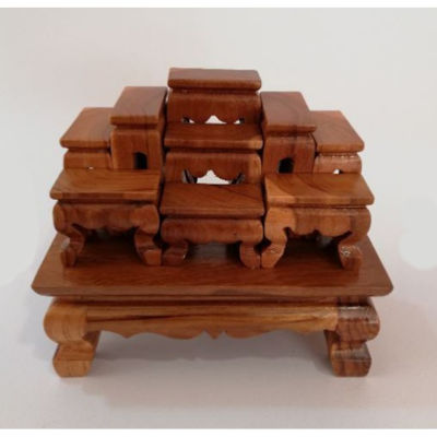 ชุดโต๊ะหมู่บูชาไม้สัก ขนาดเล็กหมู่ 9 งานแฮนด์เมด