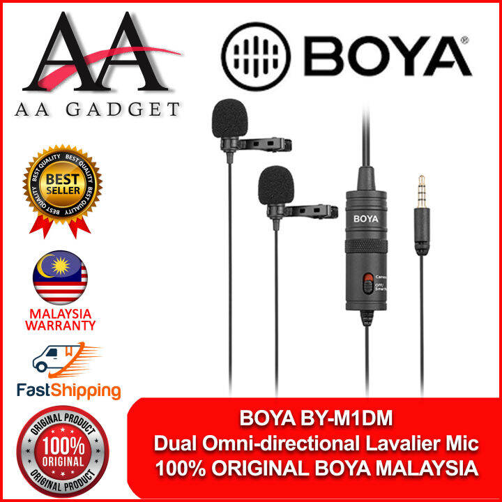 BOYA BY-M1DM Dual Omni-directional Lavalier Mic for DSLR / camera ...