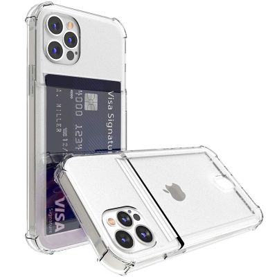 【CC】 Capa de telefone transparente à prova choque para iPhone 12 14 13 X XS XR 7 8 Suporte cartão silicone macio