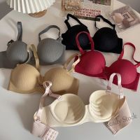 【Ready Stock】 ۞№❐ C15 5 colors Simple solid Push Up Women Bra Seamless Thick cup Lingerie Sexy Bow Youth Girl Bralette Wireless Comfort Soft Underwear Female Brassiere