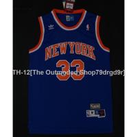 卍 New NBA men York Knicks 33 embroidery basketball jersey retro Patrick Ewing Blue